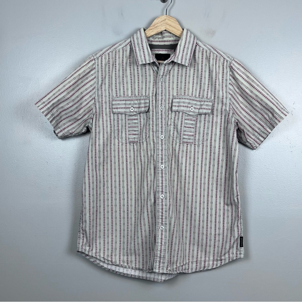 Prana Men's 100% Organic Cotton Aztec Striped Button Down Shirt Size S; Casual